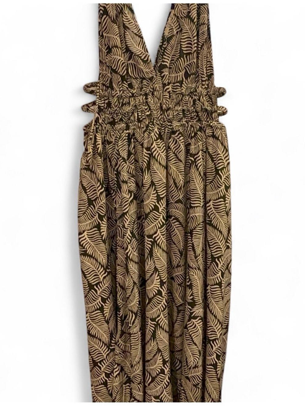 Lush Brown and Tan Fern Print Maxi Dress